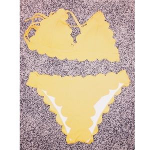 Yellow ruffled bikini